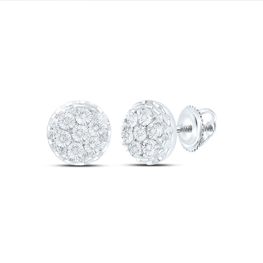 Sterling Silver 1/20Ctw Natural Diamond P1 Gift Fanuk Round Earring