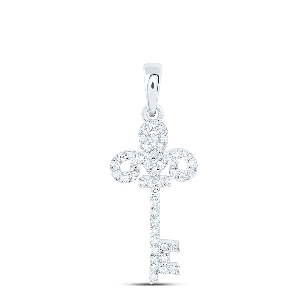 10K Yellow Or White Gold 1/5 Cttw Natural Diamond Nk Gift Key Pendant
