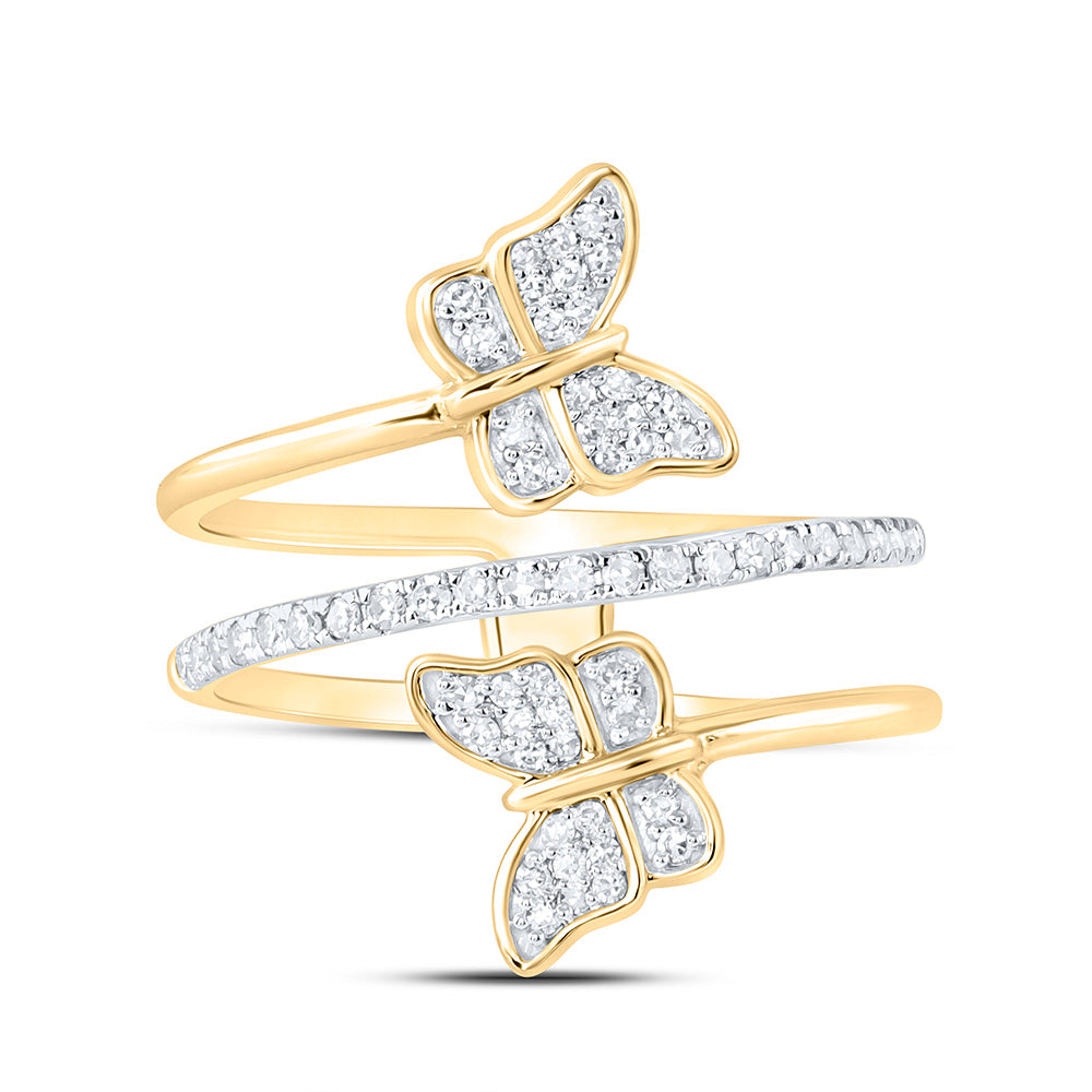 10K Yellow Or White Gold 1/4 Cttw Natural Diamond Nk Gift Butterfly Bridal Anniversary Wedding Engagement Band Ring