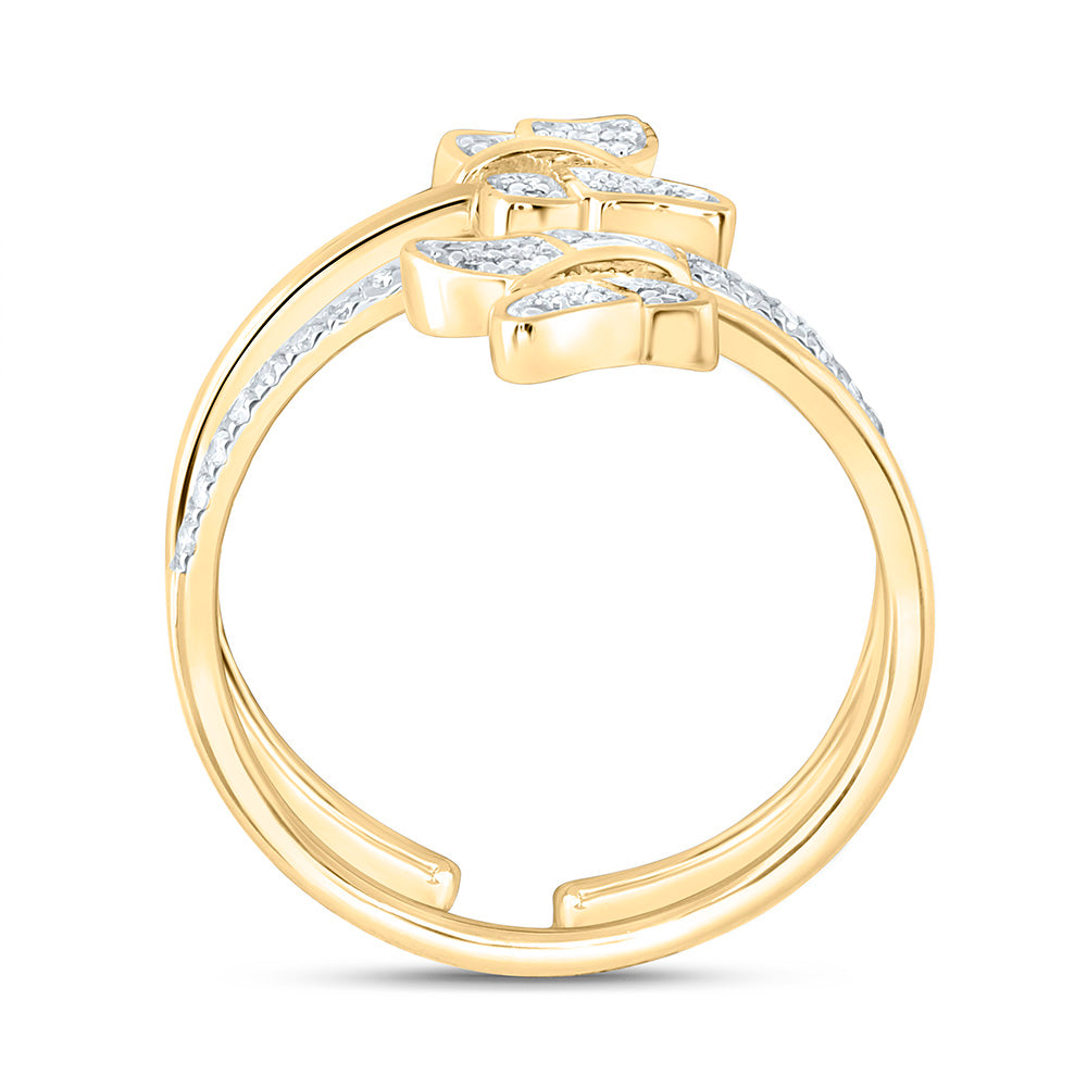 10K Yellow Or White Gold 1/4 Cttw Natural Diamond Nk Gift Butterfly Bridal Anniversary Wedding Engagement Band Ring