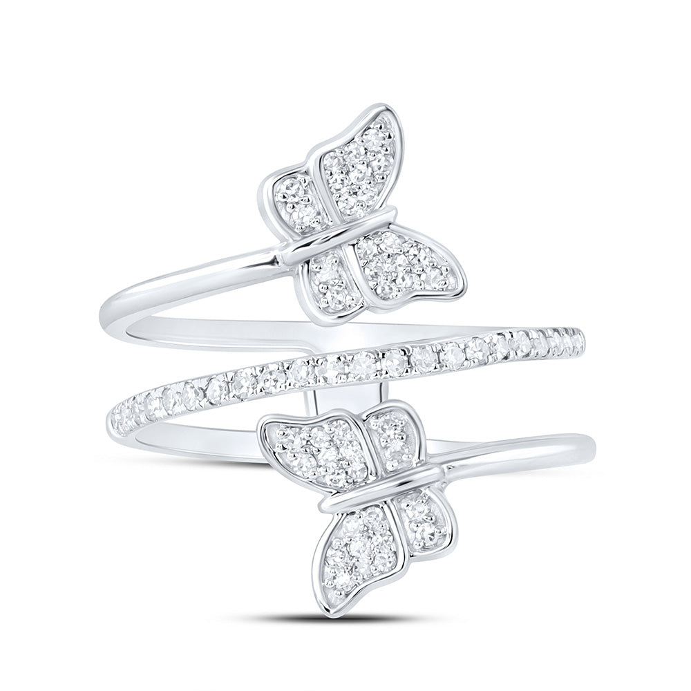 10K Yellow Or White Gold 1/4 Cttw Natural Diamond Nk Gift Butterfly Bridal Anniversary Wedding Engagement Band Ring