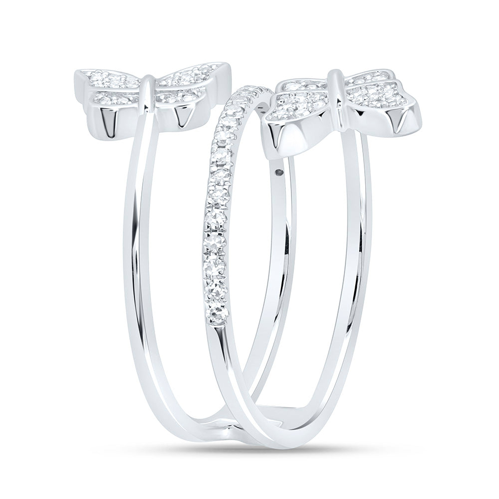 10K Yellow Or White Gold 1/4 Cttw Natural Diamond Nk Gift Butterfly Bridal Anniversary Wedding Engagement Band Ring