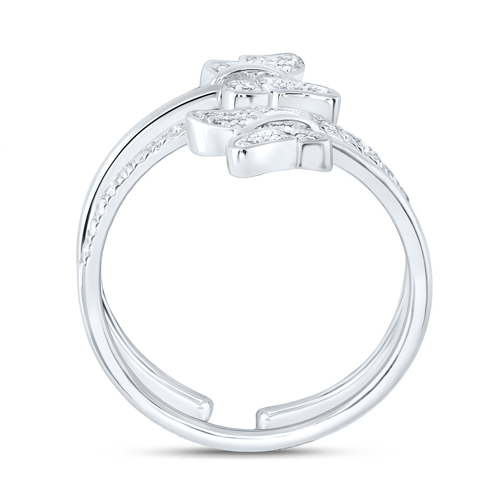 10K Yellow Or White Gold 1/4 Cttw Natural Diamond Nk Gift Butterfly Bridal Anniversary Wedding Engagement Band Ring