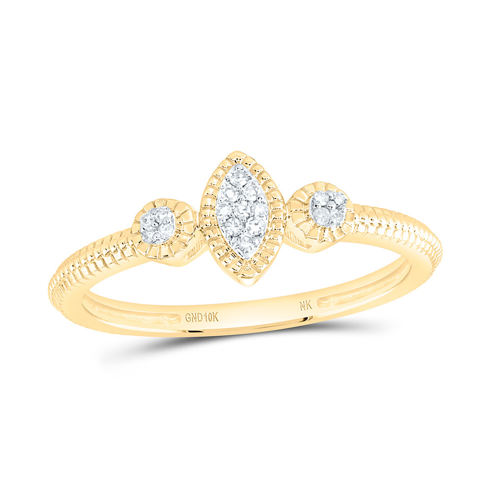 10K Yellow Or White Gold 1/20 Cttw Natural Diamond Nk Fashion Marquise Bridal Anniversary Wedding Engagement Band Ring
