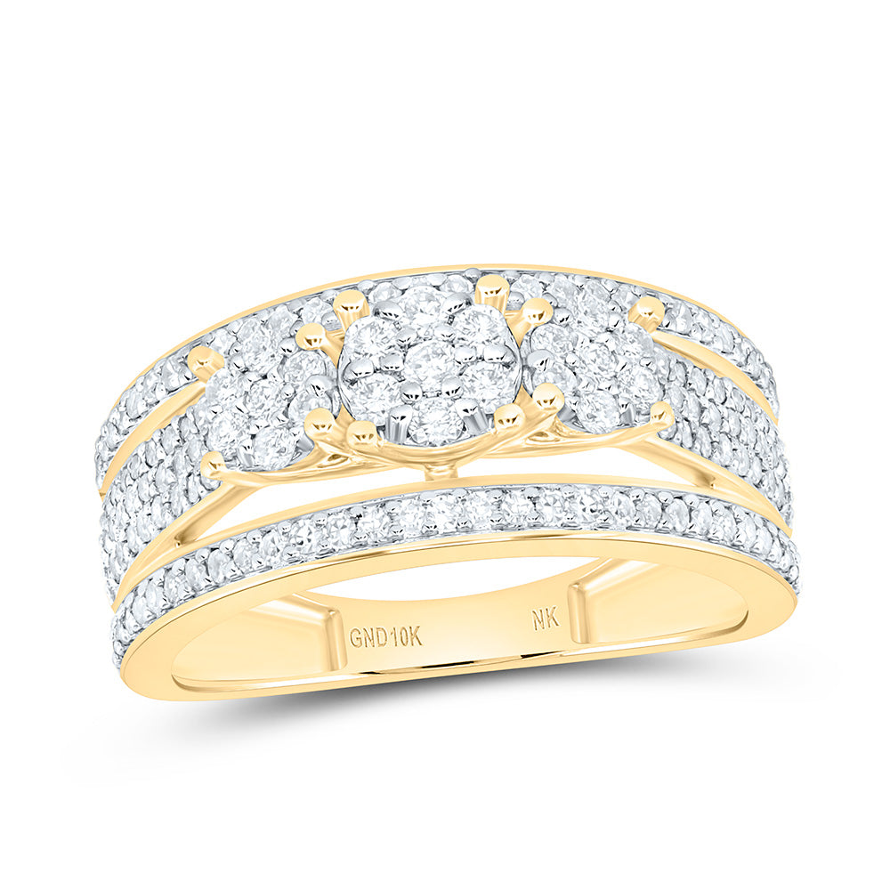 10K Yellow Gold 3/4 Cttw Natural Diamond Nk Fashion Round Bridal Anniversary Wedding Engagement Band Ring