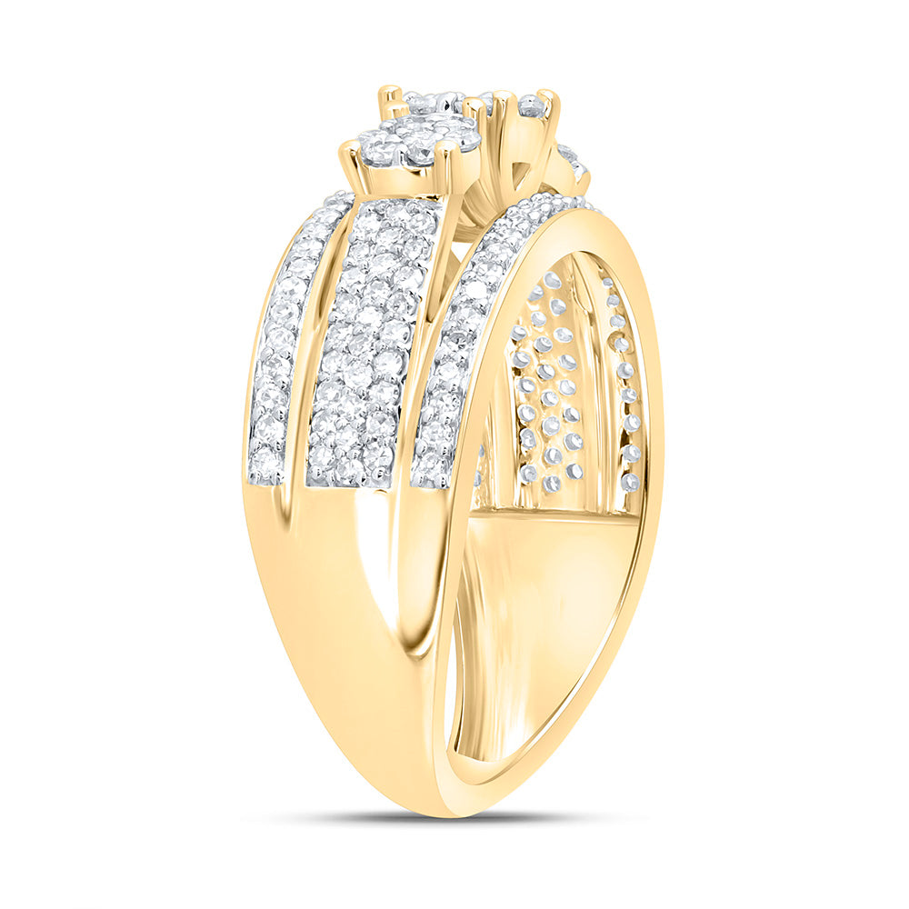 10K Yellow Gold 3/4 Cttw Natural Diamond Nk Fashion Round Bridal Anniversary Wedding Engagement Band Ring