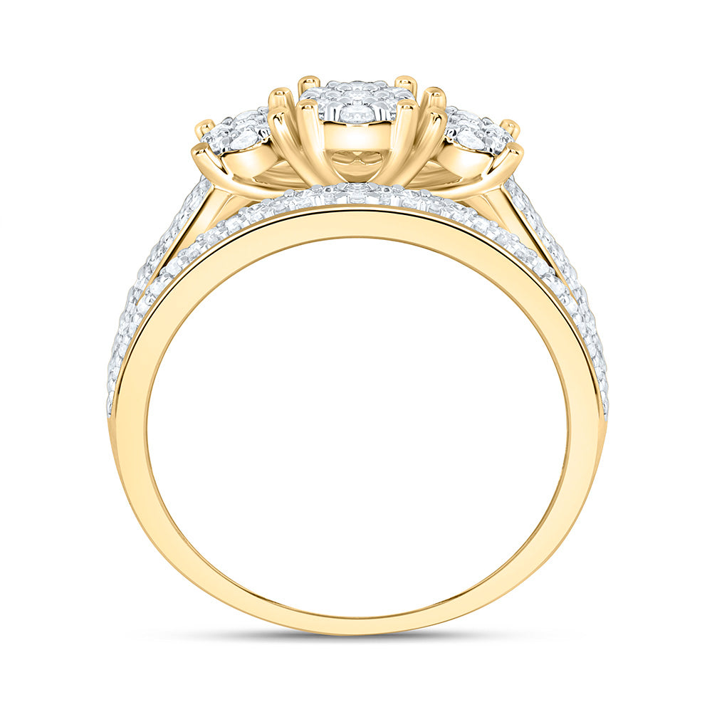 10K Yellow Gold 3/4 Cttw Natural Diamond Nk Fashion Round Bridal Anniversary Wedding Engagement Band Ring