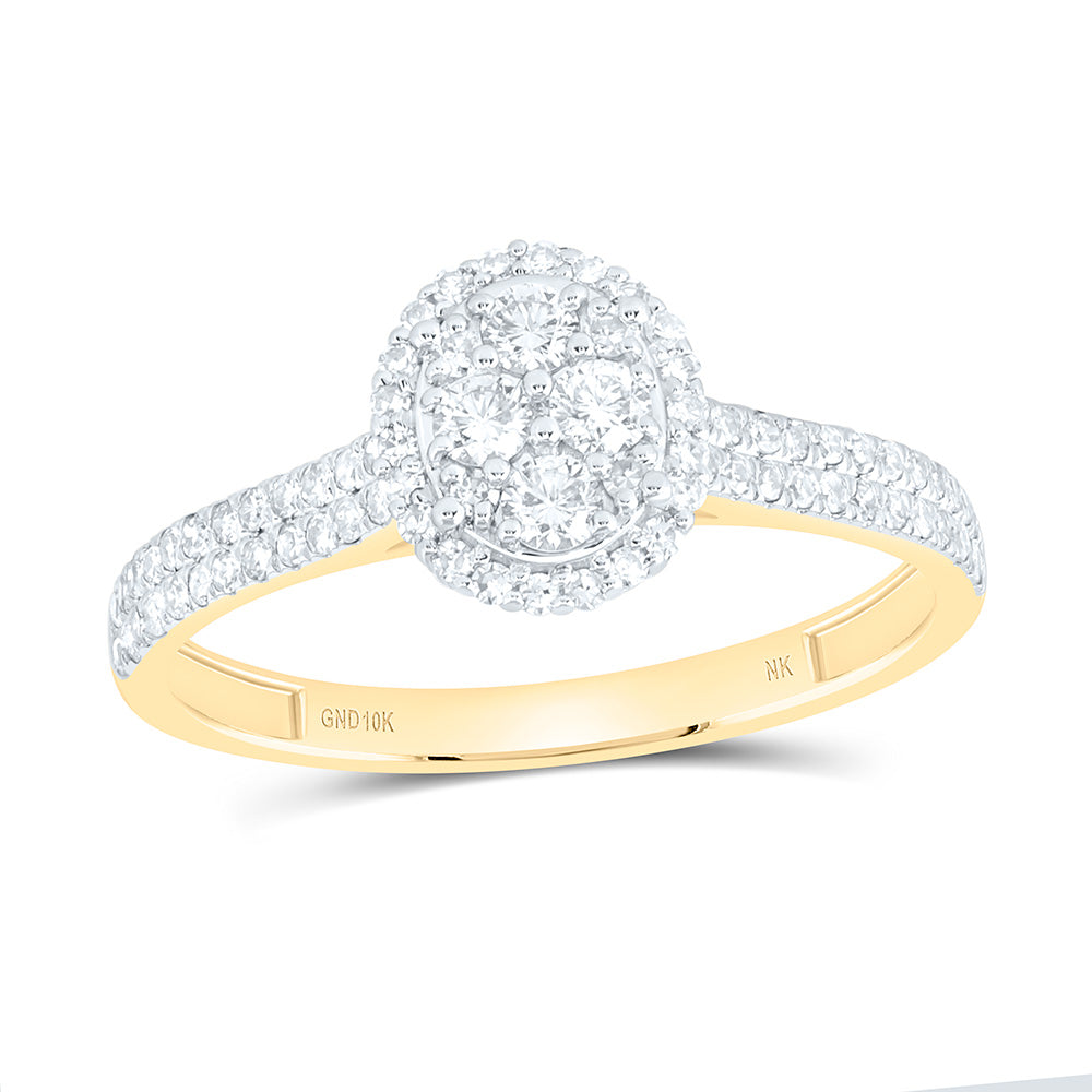 10K Yellow Or White Gold 1/2 Cttw Natural Diamond Nk Fashion Oval Bridal Anniversary Wedding Engagement Band Ring