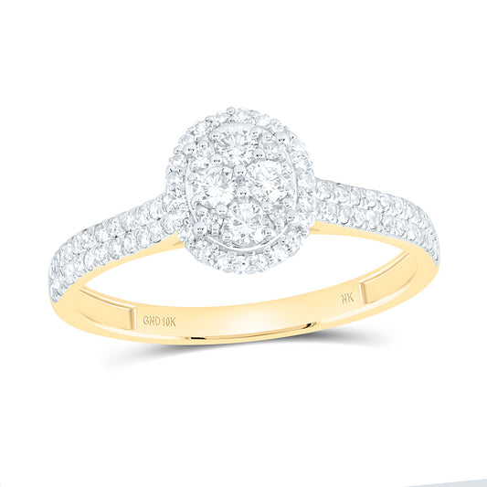 10K Yellow Or White Gold 1/2 Cttw Natural Diamond Nk Fashion Oval Bridal Anniversary Wedding Engagement Band Ring