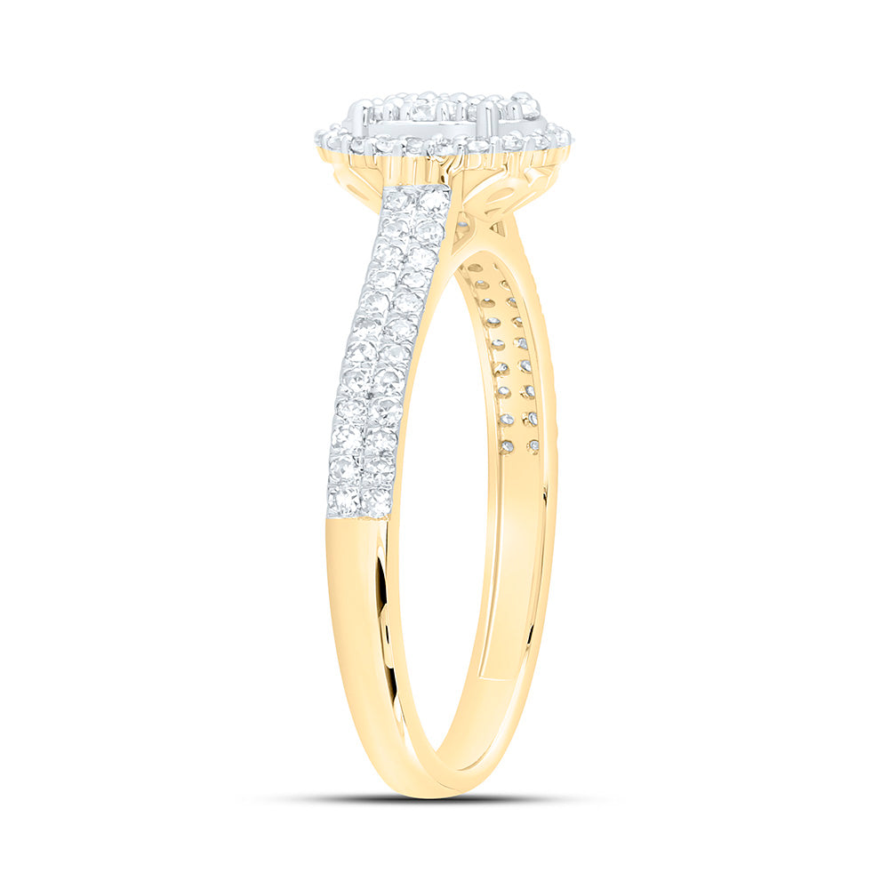 10K Yellow Or White Gold 1/2 Cttw Natural Diamond Nk Fashion Oval Bridal Anniversary Wedding Engagement Band Ring
