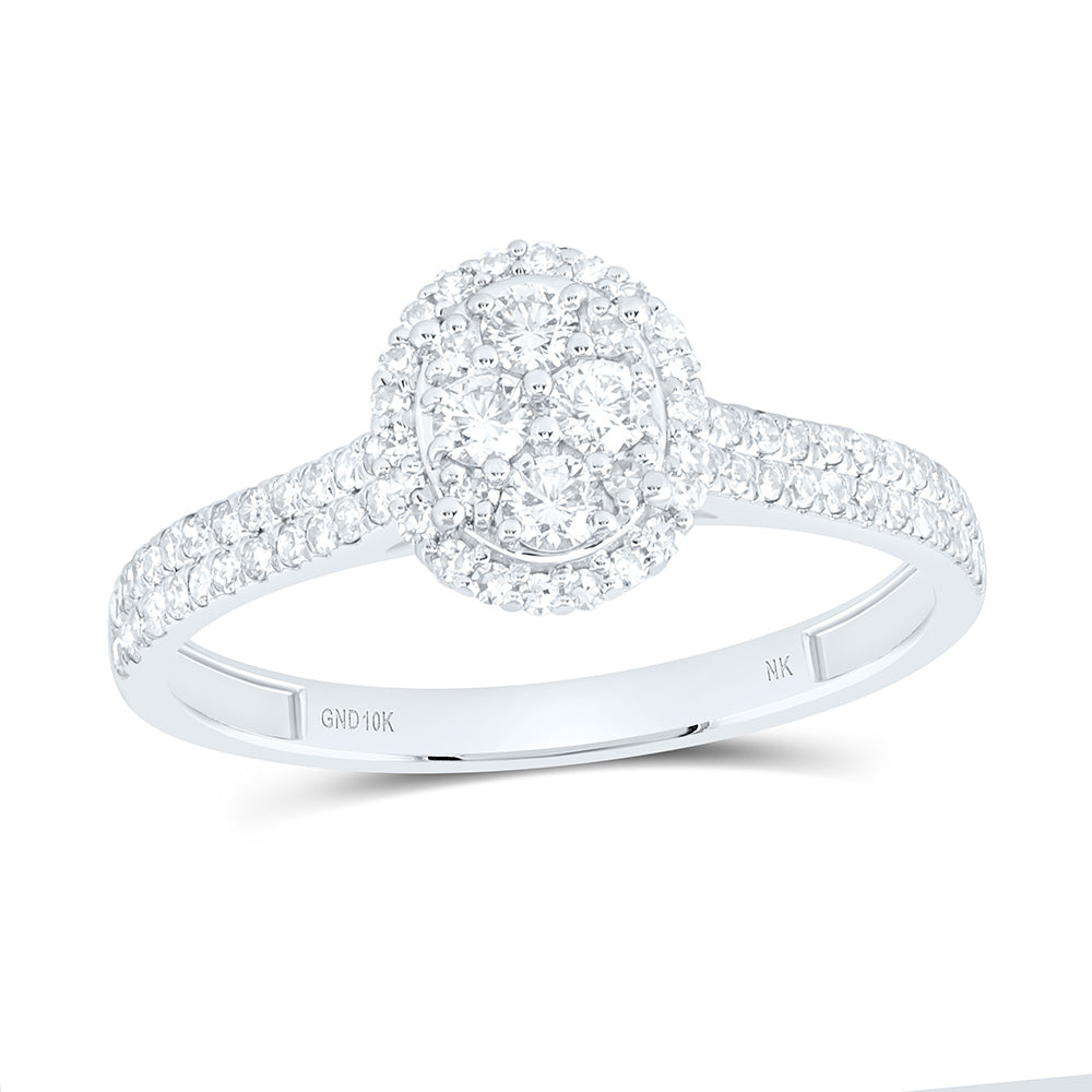 10K Yellow Or White Gold 1/2 Cttw Natural Diamond Nk Fashion Oval Bridal Anniversary Wedding Engagement Band Ring