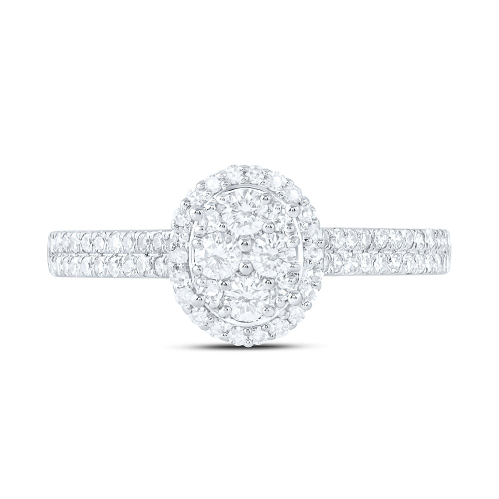 10K Yellow Or White Gold 1/2 Cttw Natural Diamond Nk Fashion Oval Bridal Anniversary Wedding Engagement Band Ring