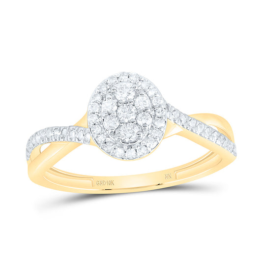 10K Yellow Or White Gold 1/3 Cttw Natural Diamond Nk Fashion Oval Bridal Anniversary Wedding Engagement Band Ring