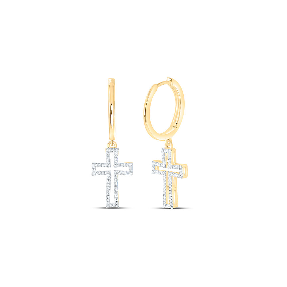 10K Yellow Or White Gold 3/8 Cttw Natural Diamond Nk Cross Dangling Earring
