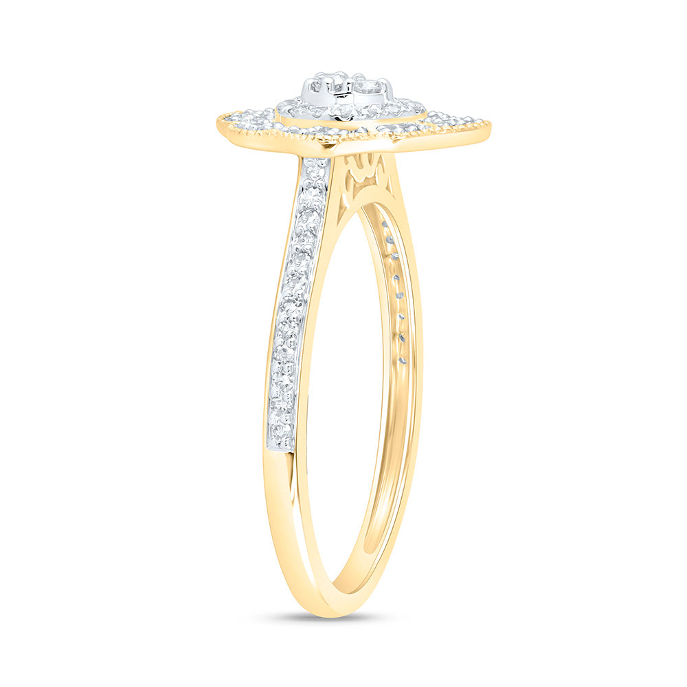 10K Yellow Gold 1/3 Cttw Natural Diamond Nk Fashion Pear Bridal Anniversary Wedding Engagement Band Ring
