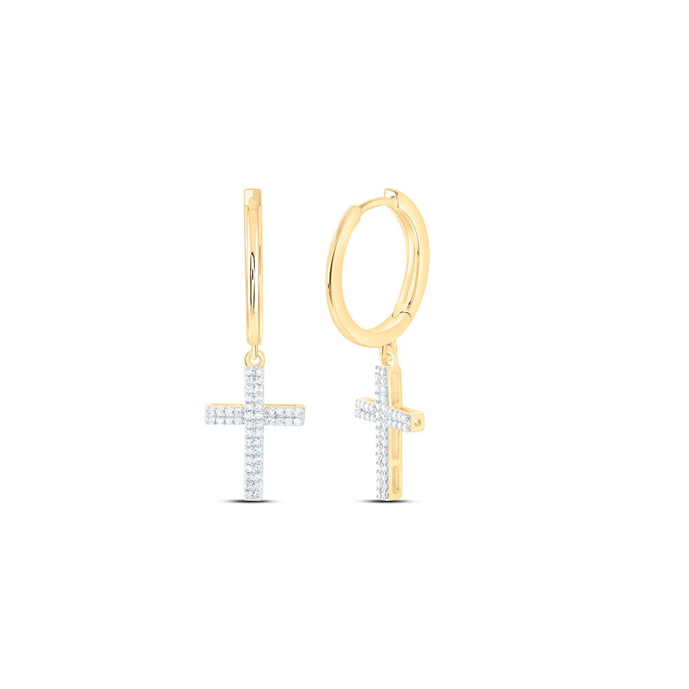 10K Yellow Or White Gold 1/3 Cttw Natural Diamond Nk Cross Dangling Earring