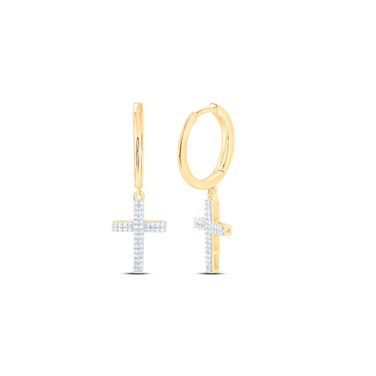 10K Yellow Or White Gold 1/3 Cttw Natural Diamond Nk Cross Dangling Earring