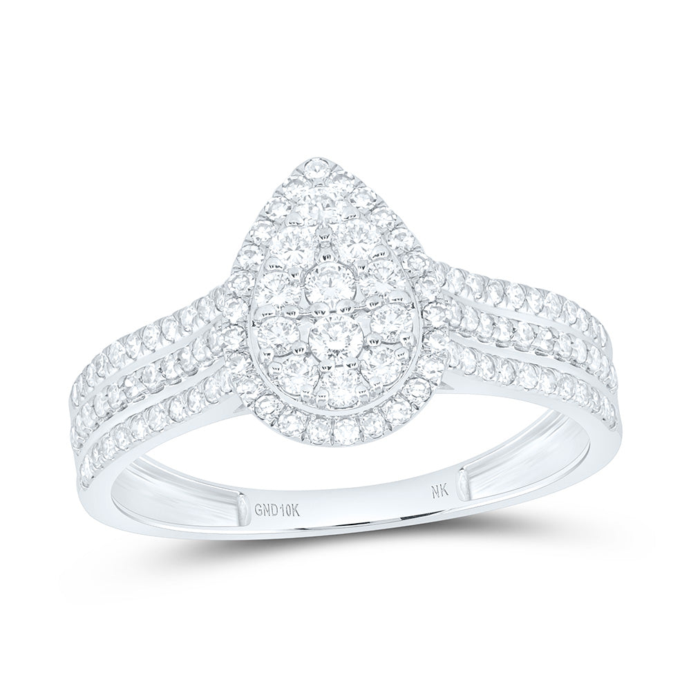 10K Yellow Or White Gold 5/8 Cttw Natural Diamond Nk Fashion Pear Bridal Anniversary Wedding Engagement Band Ring
