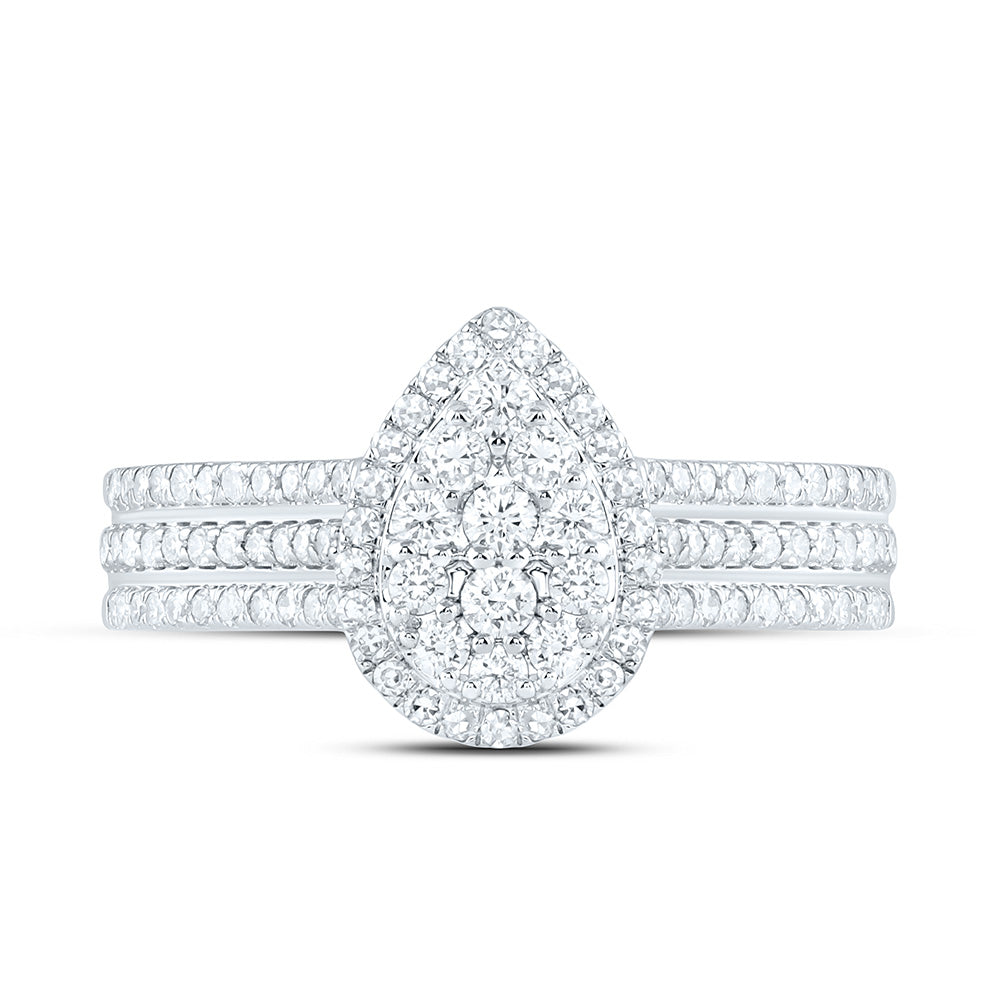 10K Yellow Or White Gold 5/8 Cttw Natural Diamond Nk Fashion Pear Bridal Anniversary Wedding Engagement Band Ring
