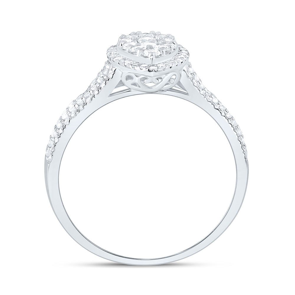 10K Yellow Or White Gold 5/8 Cttw Natural Diamond Nk Fashion Pear Bridal Anniversary Wedding Engagement Band Ring