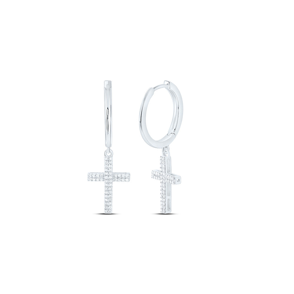 10K Yellow Or White Gold 1/3 Cttw Natural Diamond Nk Cross Dangling Earring