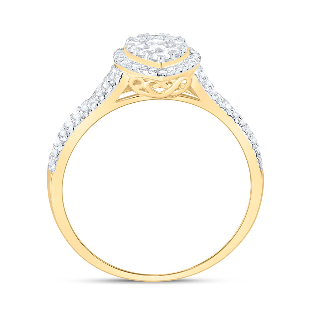 10K Yellow Or White Gold 5/8 Cttw Natural Diamond Nk Fashion Pear Bridal Anniversary Wedding Engagement Band Ring