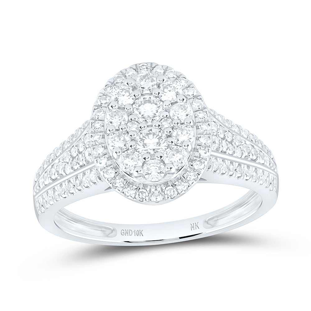 10K Yellow Or White Gold 3/4 Cttw Natural Diamond Nk Fashion Oval Bridal Anniversary Wedding Engagement Band Ring