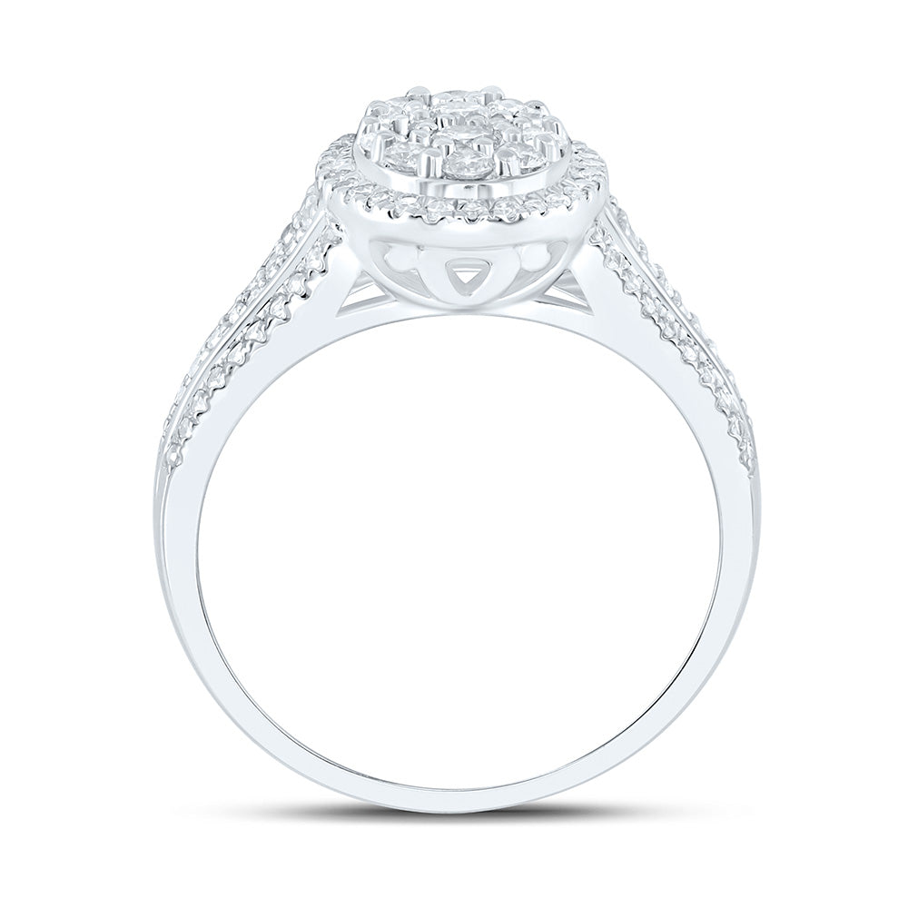 10K Yellow Or White Gold 3/4 Cttw Natural Diamond Nk Fashion Oval Bridal Anniversary Wedding Engagement Band Ring