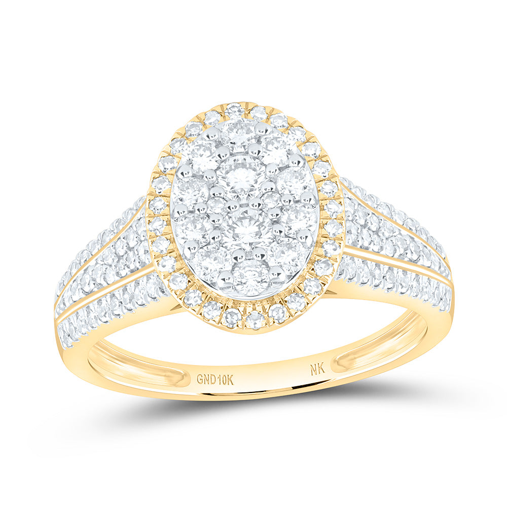 10K Yellow Or White Gold 3/4 Cttw Natural Diamond Nk Fashion Oval Bridal Anniversary Wedding Engagement Band Ring