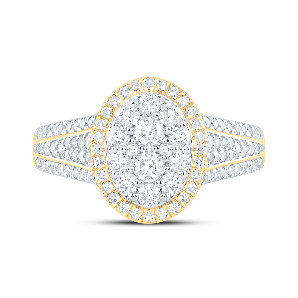10K Yellow Or White Gold 3/4 Cttw Natural Diamond Nk Fashion Oval Bridal Anniversary Wedding Engagement Band Ring