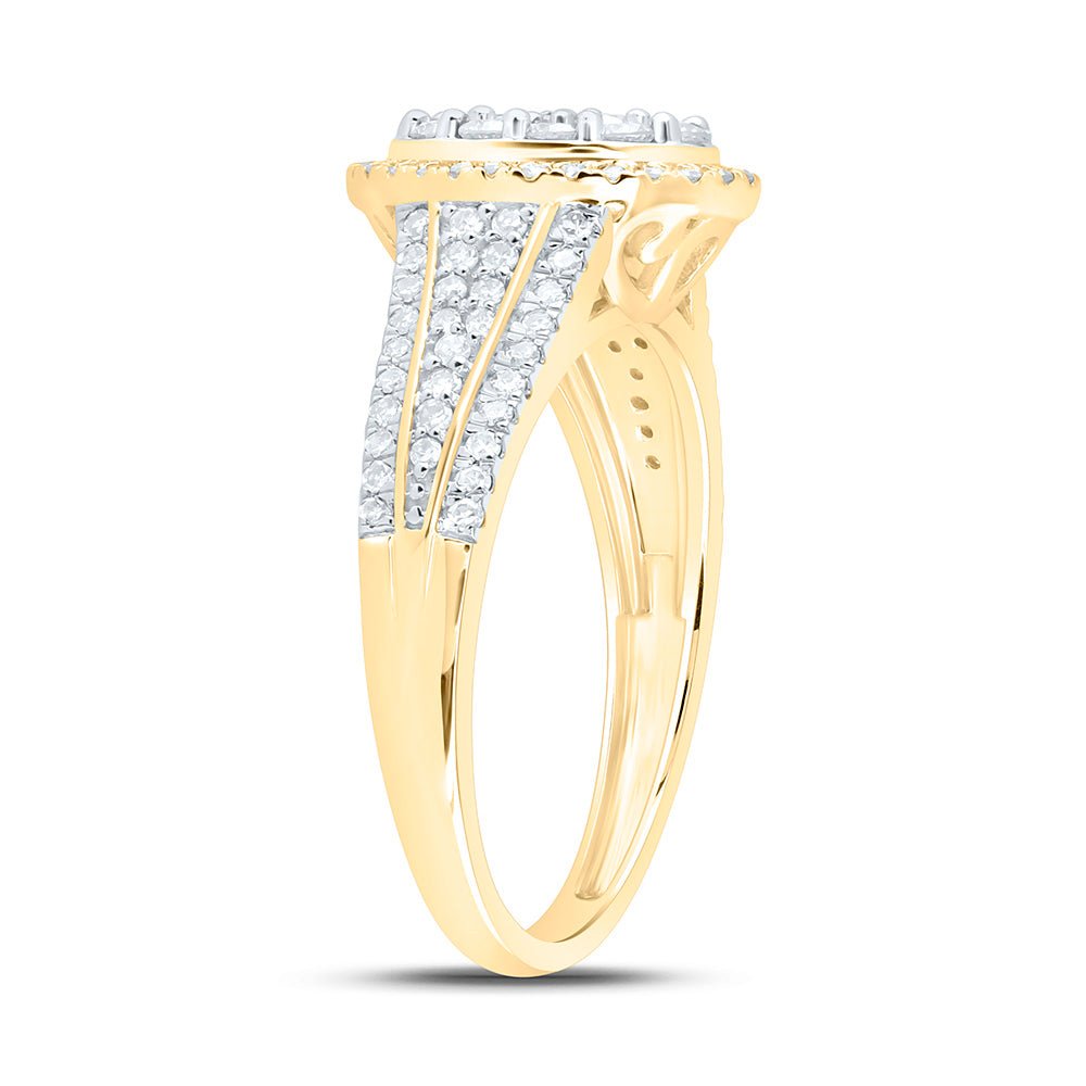 10K Yellow Or White Gold 3/4 Cttw Natural Diamond Nk Fashion Oval Bridal Anniversary Wedding Engagement Band Ring