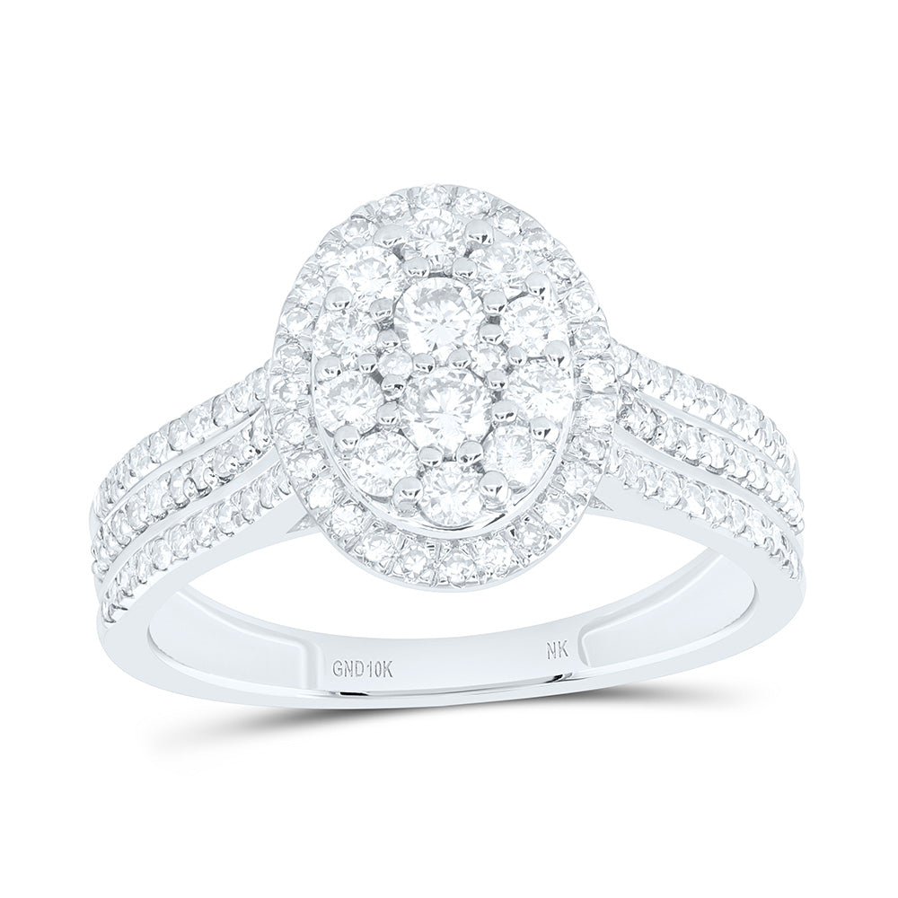 10K Yellow Or White Gold 3/4 Cttw Natural Diamond Nk Fashion Oval Bridal Anniversary Wedding Engagement Band Ring