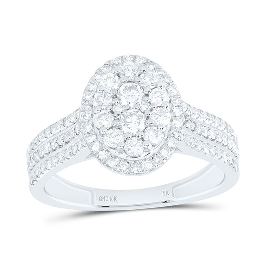 10K Yellow Or White Gold 3/4 Cttw Natural Diamond Nk Fashion Oval Bridal Anniversary Wedding Engagement Band Ring