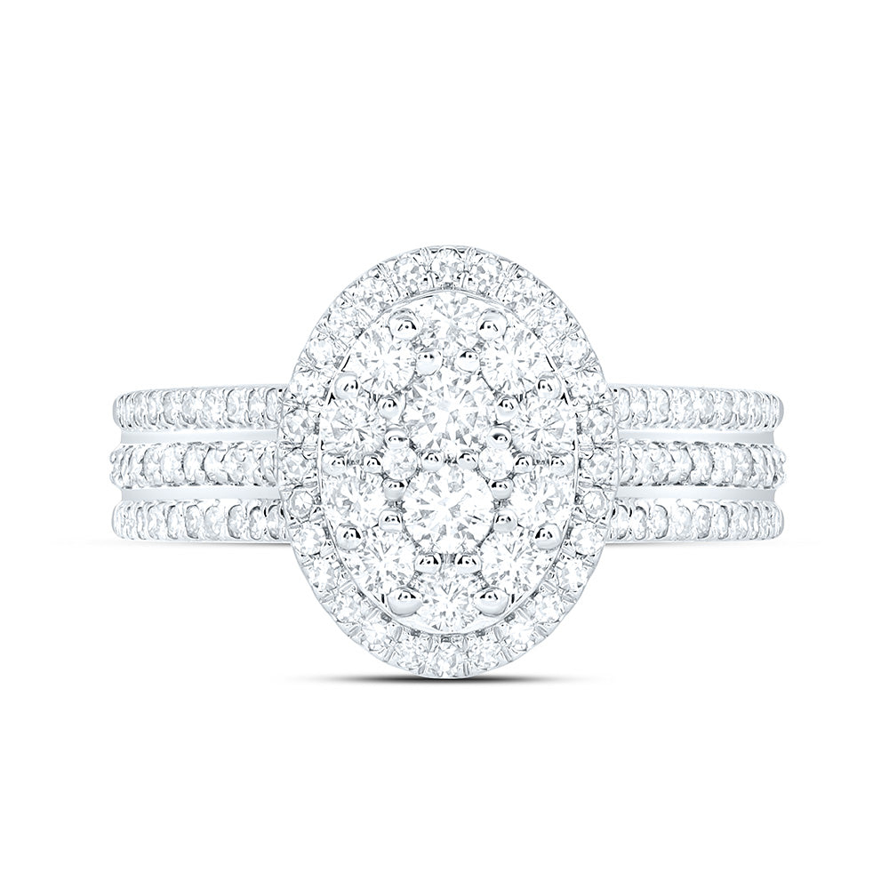 10K Yellow Or White Gold 3/4 Cttw Natural Diamond Nk Fashion Oval Bridal Anniversary Wedding Engagement Band Ring