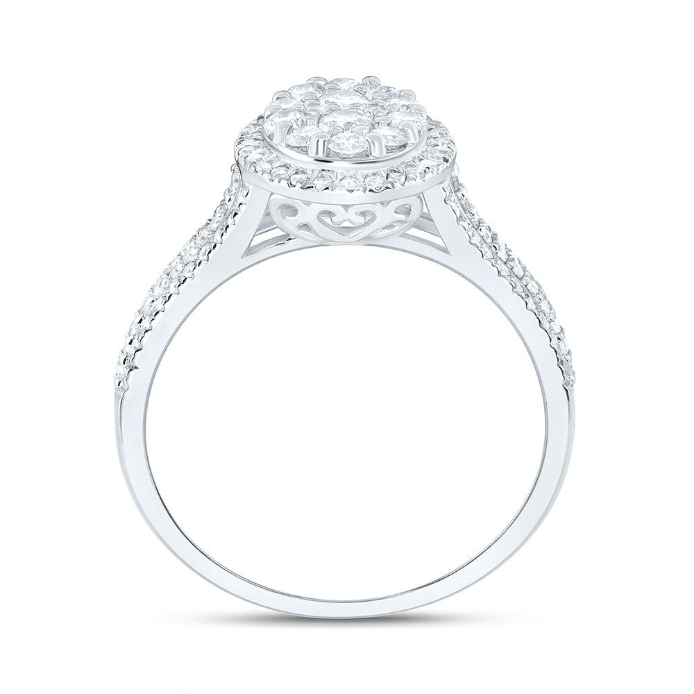 10K Yellow Or White Gold 3/4 Cttw Natural Diamond Nk Fashion Oval Bridal Anniversary Wedding Engagement Band Ring