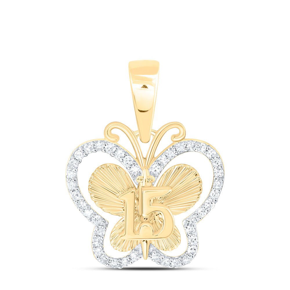 10K Yellow Gold 1/6 Cttw Natural Diamond Nk Fashion Butterfly Pendant