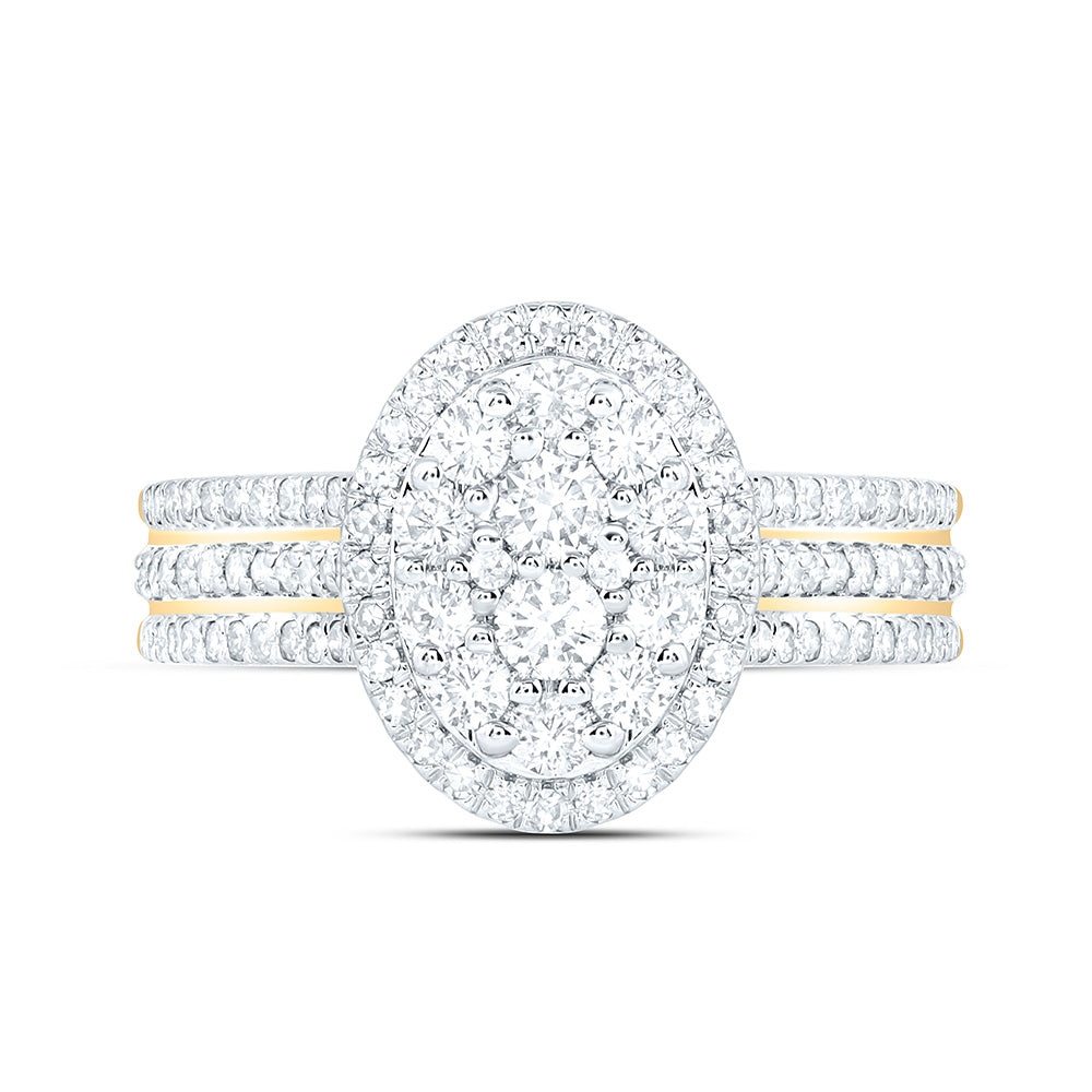 10K Yellow Or White Gold 3/4 Cttw Natural Diamond Nk Fashion Oval Bridal Anniversary Wedding Engagement Band Ring