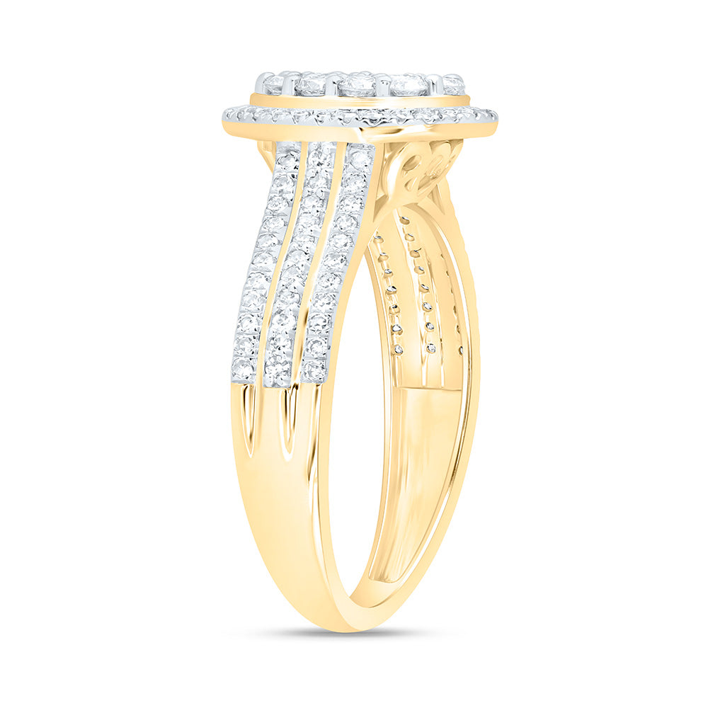 10K Yellow Or White Gold 3/4 Cttw Natural Diamond Nk Fashion Oval Bridal Anniversary Wedding Engagement Band Ring