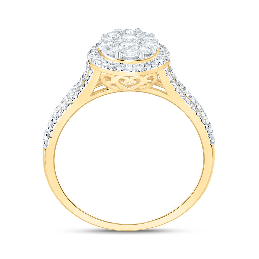 10K Yellow Or White Gold 3/4 Cttw Natural Diamond Nk Fashion Oval Bridal Anniversary Wedding Engagement Band Ring