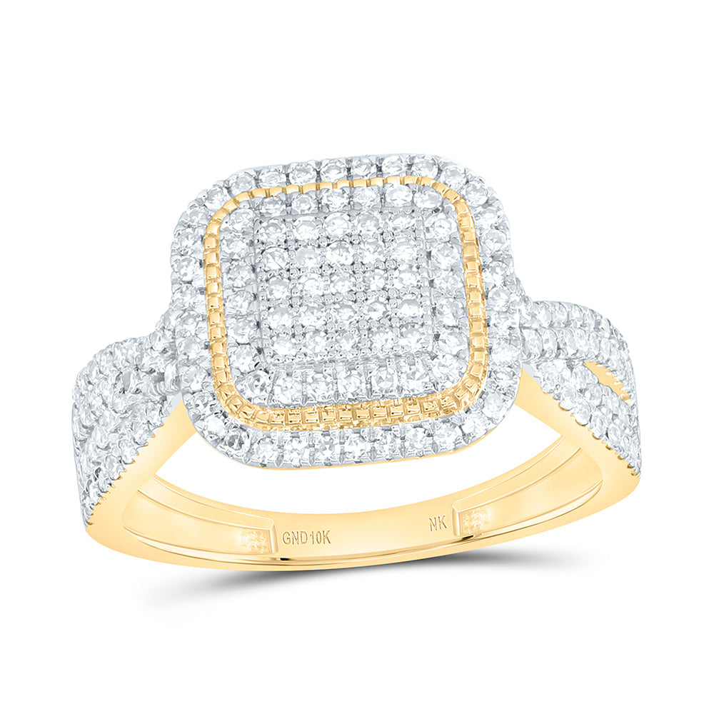 10K Yellow Or White Gold 5/8 Cttw Natural Diamond Nk Fashion Cushion Bridal Anniversary Wedding Engagement Band Ring