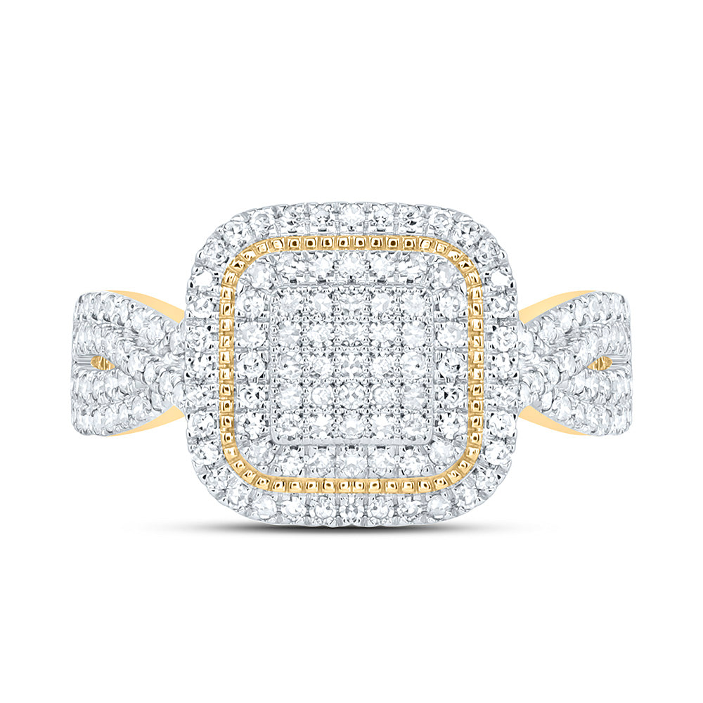 10K Yellow Or White Gold 5/8 Cttw Natural Diamond Nk Fashion Cushion Bridal Anniversary Wedding Engagement Band Ring