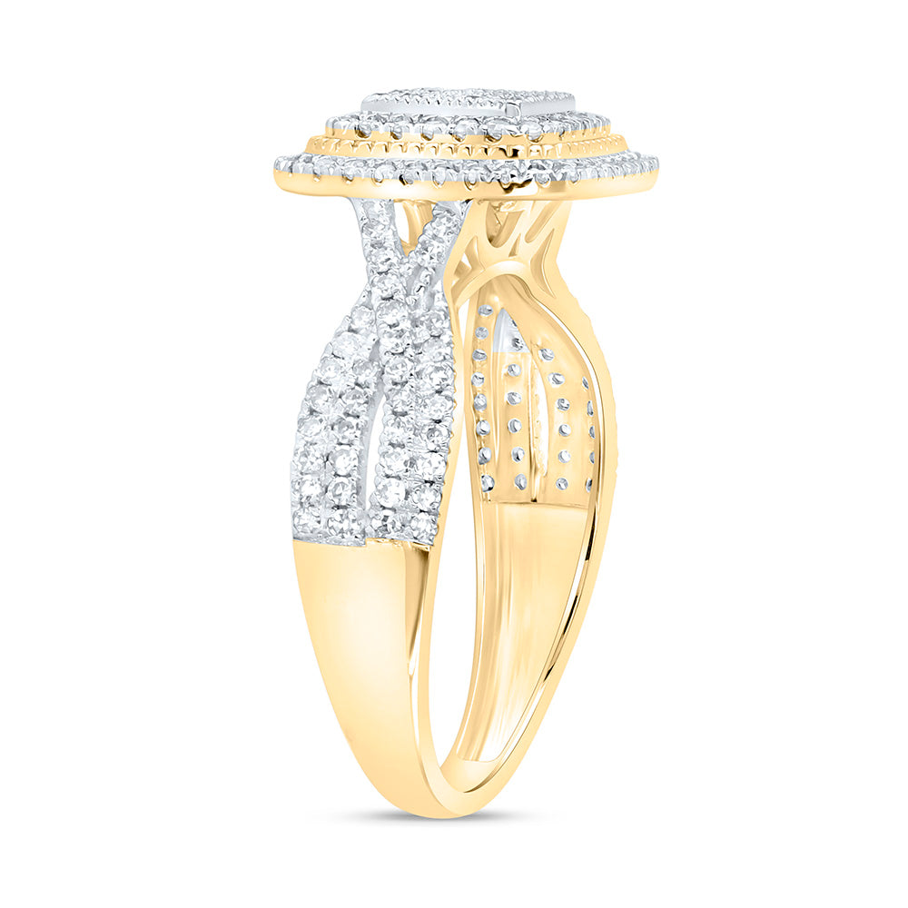 10K Yellow Or White Gold 5/8 Cttw Natural Diamond Nk Fashion Cushion Bridal Anniversary Wedding Engagement Band Ring