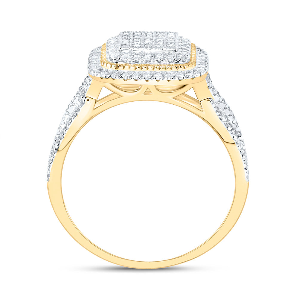 10K Yellow Or White Gold 5/8 Cttw Natural Diamond Nk Fashion Cushion Bridal Anniversary Wedding Engagement Band Ring