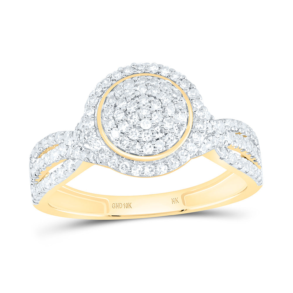 10K Yellow Or White Gold 1/2 Cttw Natural Diamond Nk Fashion Round Bridal Anniversary Wedding Engagement Band Ring