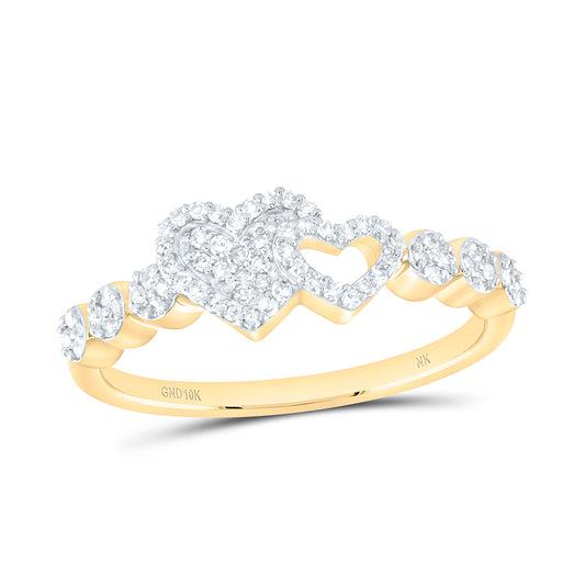 10K Yellow Gold 1/4 Cttw Natural Diamond Nk Fashion Heart Bridal Anniversary Wedding Engagement Band Ring