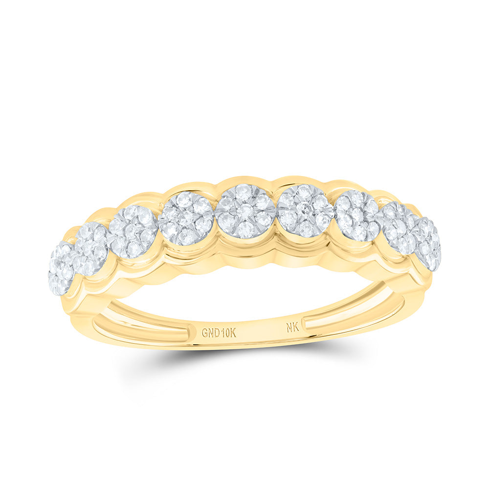 10K Yellow Or White Gold 1/4 Cttw Natural Diamond Nk Flower Fashion Bridal Anniversary Wedding Engagement Band Ring