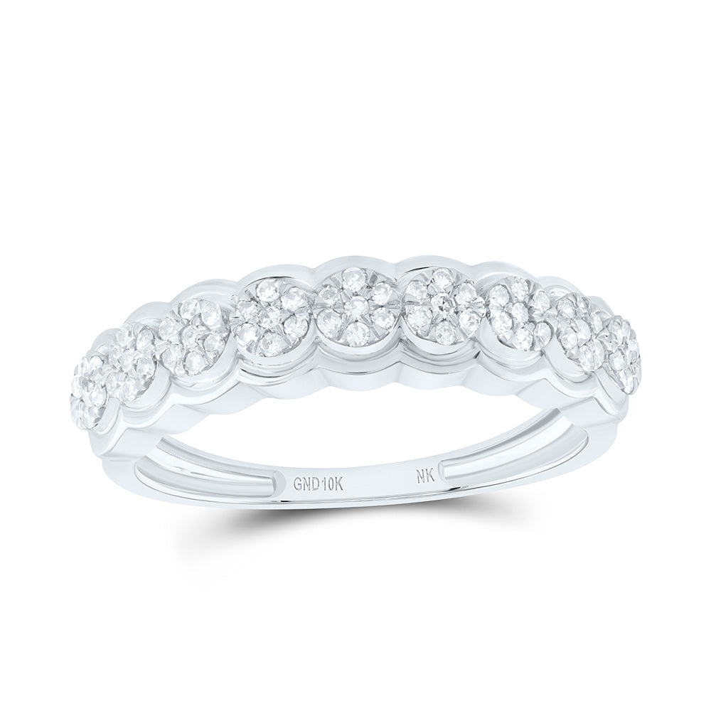 10K Yellow Or White Gold 1/4 Cttw Natural Diamond Nk Flower Fashion Bridal Anniversary Wedding Engagement Band Ring