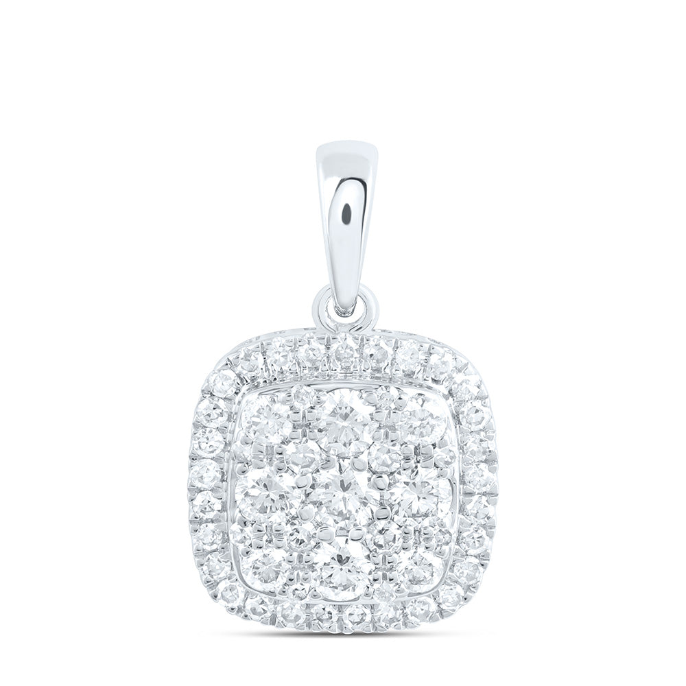 10K Yellow Or White Gold 1/3 Cttw Natural Diamond Nk Fashion Cushion Pendant