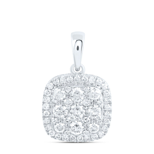 10K Yellow Or White Gold 1/3 Cttw Natural Diamond Nk Fashion Cushion Pendant