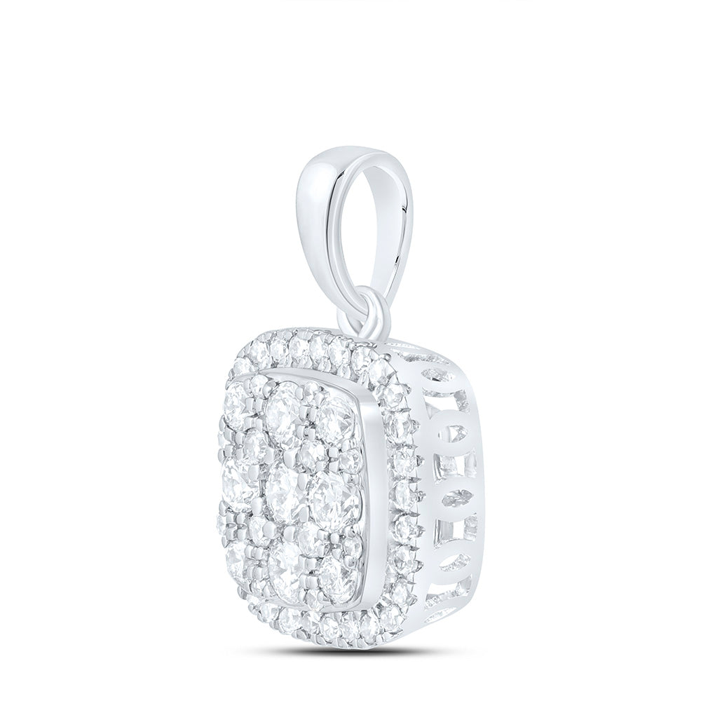 10K Yellow Or White Gold 1/3 Cttw Natural Diamond Nk Fashion Cushion Pendant